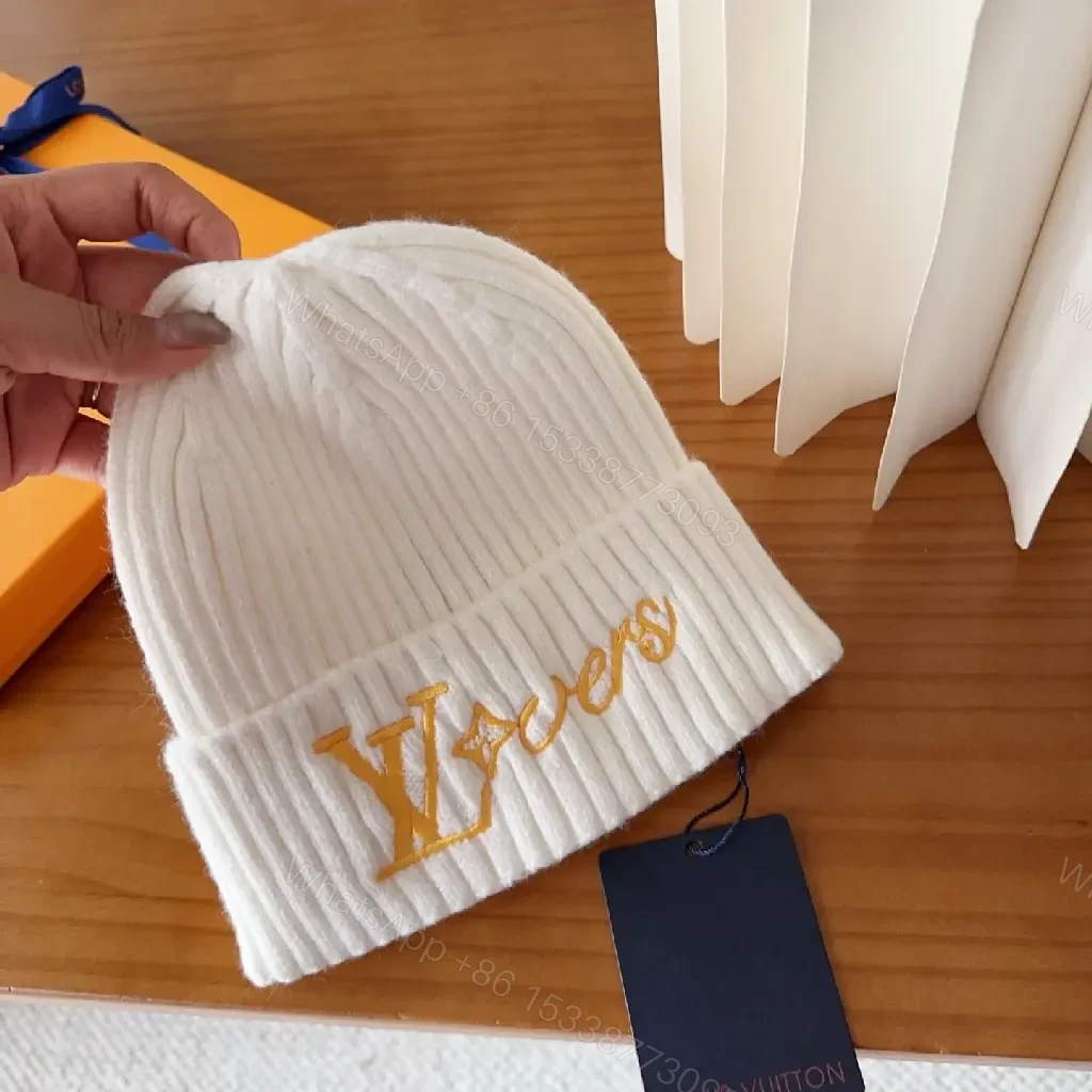 View 5 of Cozy Knit Beanie with Subtle Gold Monogram Embroidery
