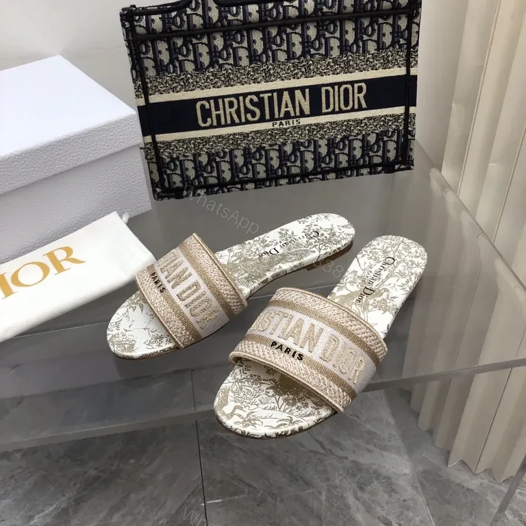 View 4 of Statement Dior Linen Sandals - Metallic Strap, Comfort Footbed