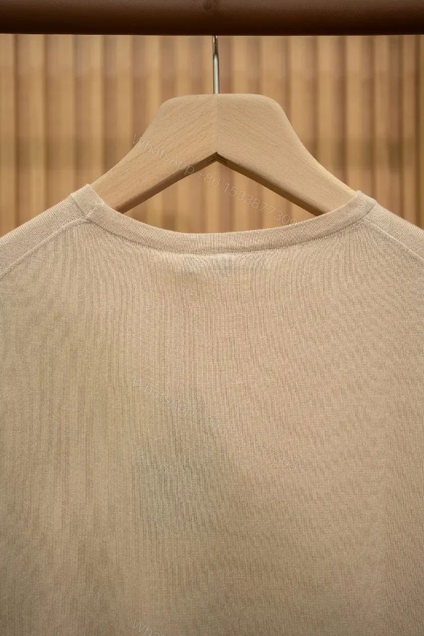 View 2 of Off-White Knit Short-Sleeve Crew Neck Sweater, Smooth Texture