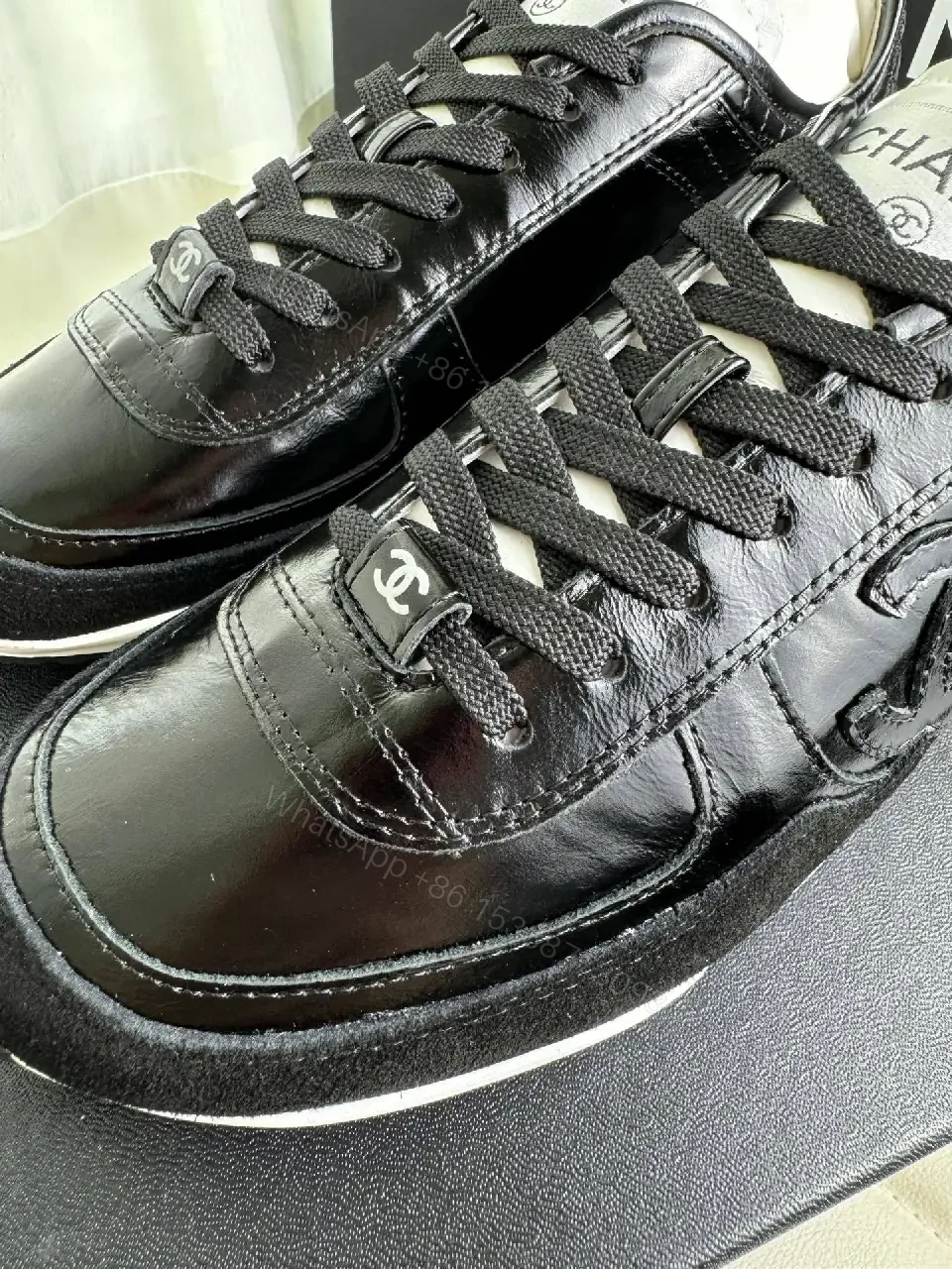 View 7 of Chic Black Leather Trainer — Luxury Comfort, Subtle Logo