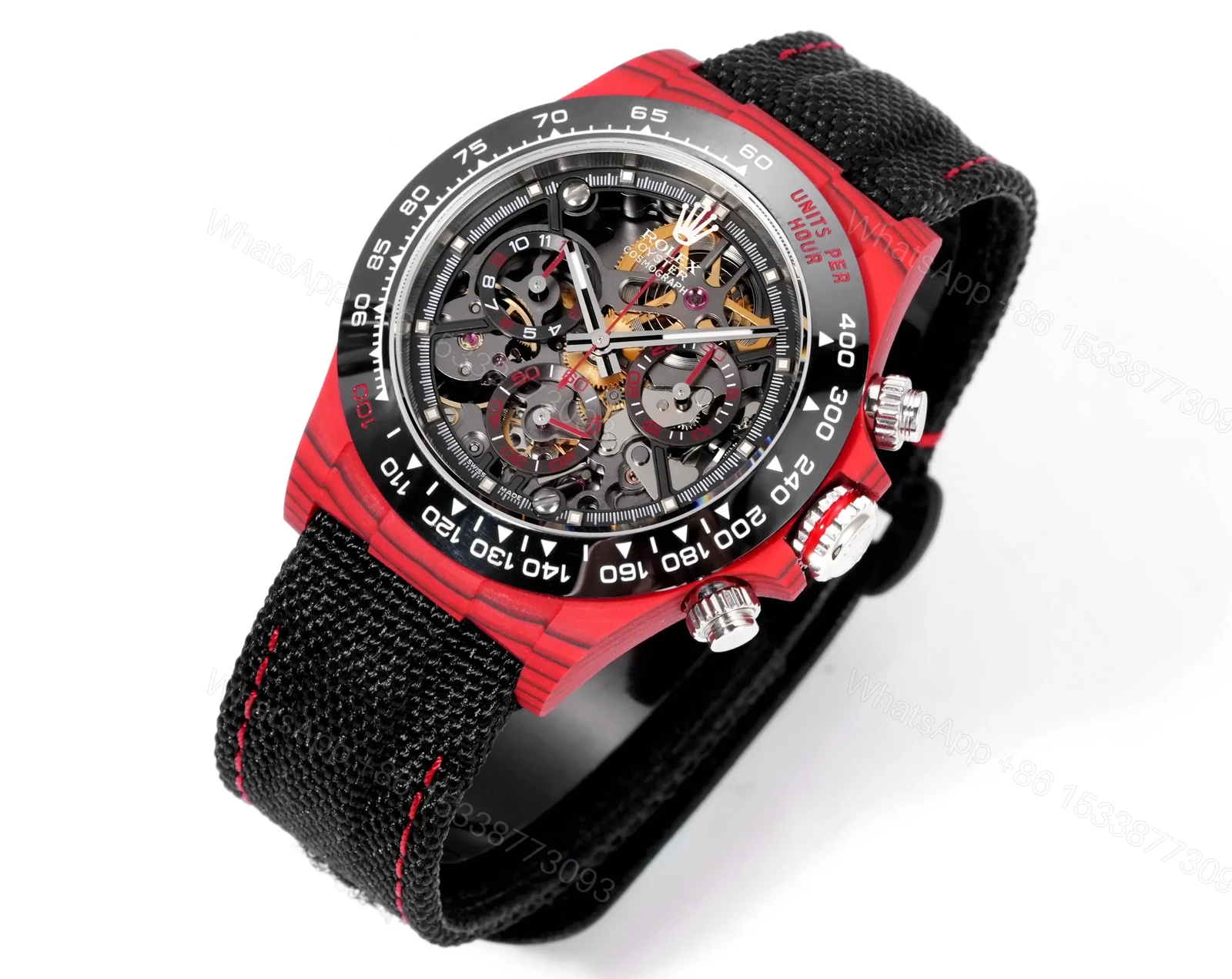 View 2 of Rolex Daytona Carmine Red Skeleton Replica ROLEX-DAYTONA-RED-SK