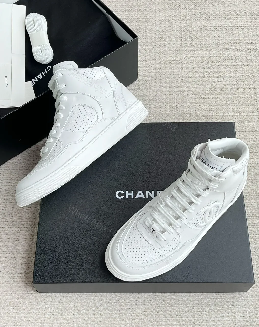 View 3 of Minimal White High-Top Sneaker: Luxury Everyday Comfort