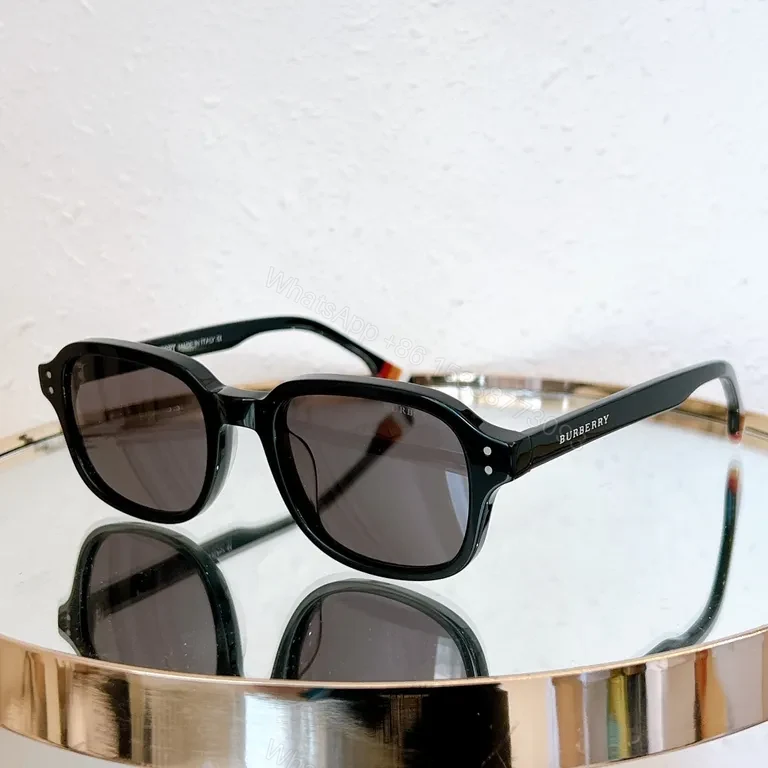 View 9 of Burberry Black Acetate Sunglasses: Gradient Blue Lenses