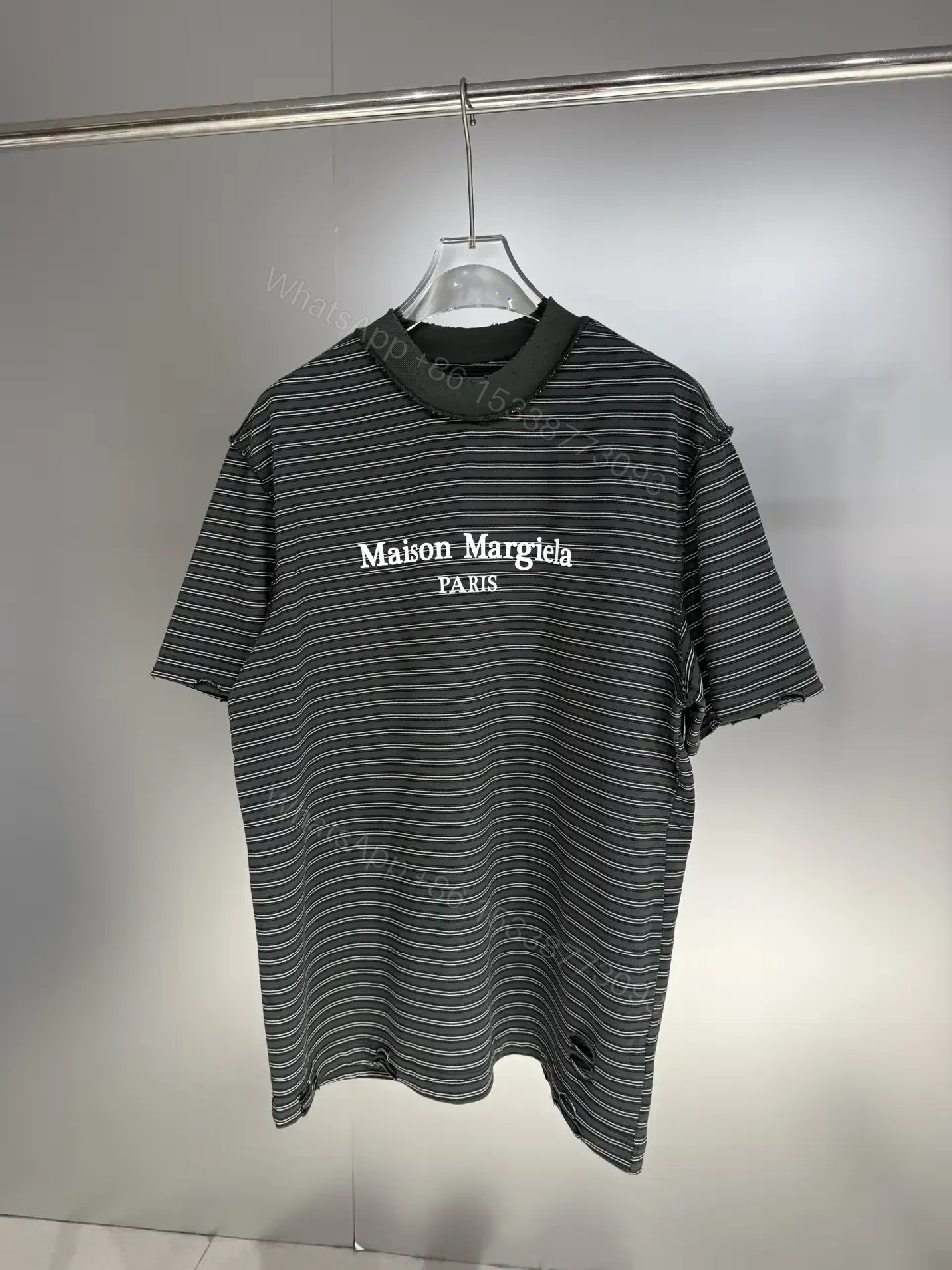 View 9 of Slim Stripe Polo Top - Soft Knit, Logo Accent, Modern Chic