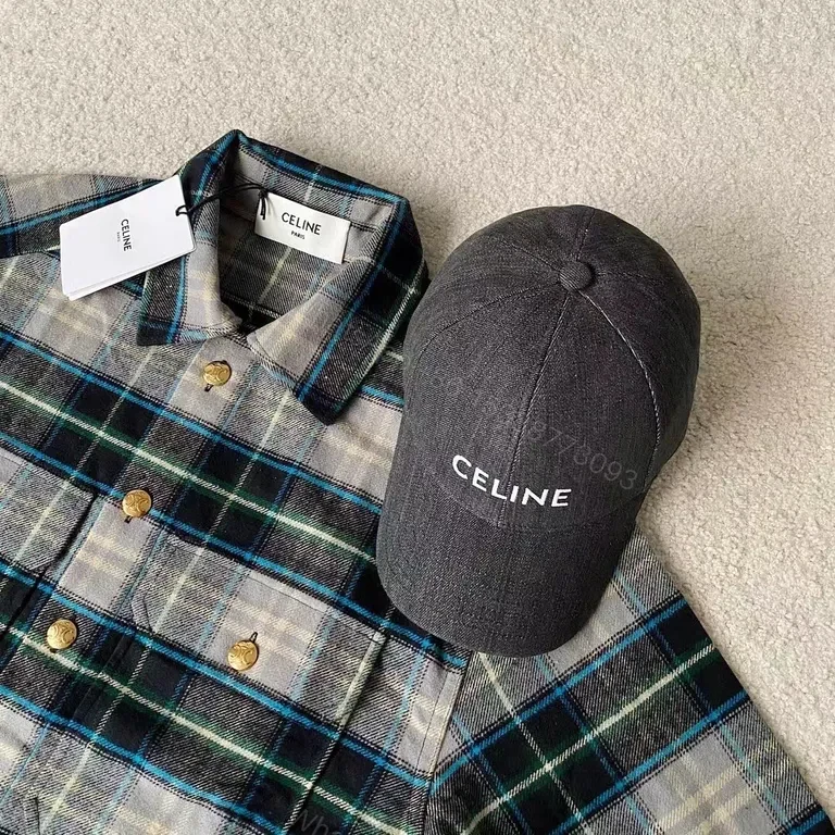 View 7 of Charcoal Denim Cap: Clean CELINE Embroidery, Premium Casual