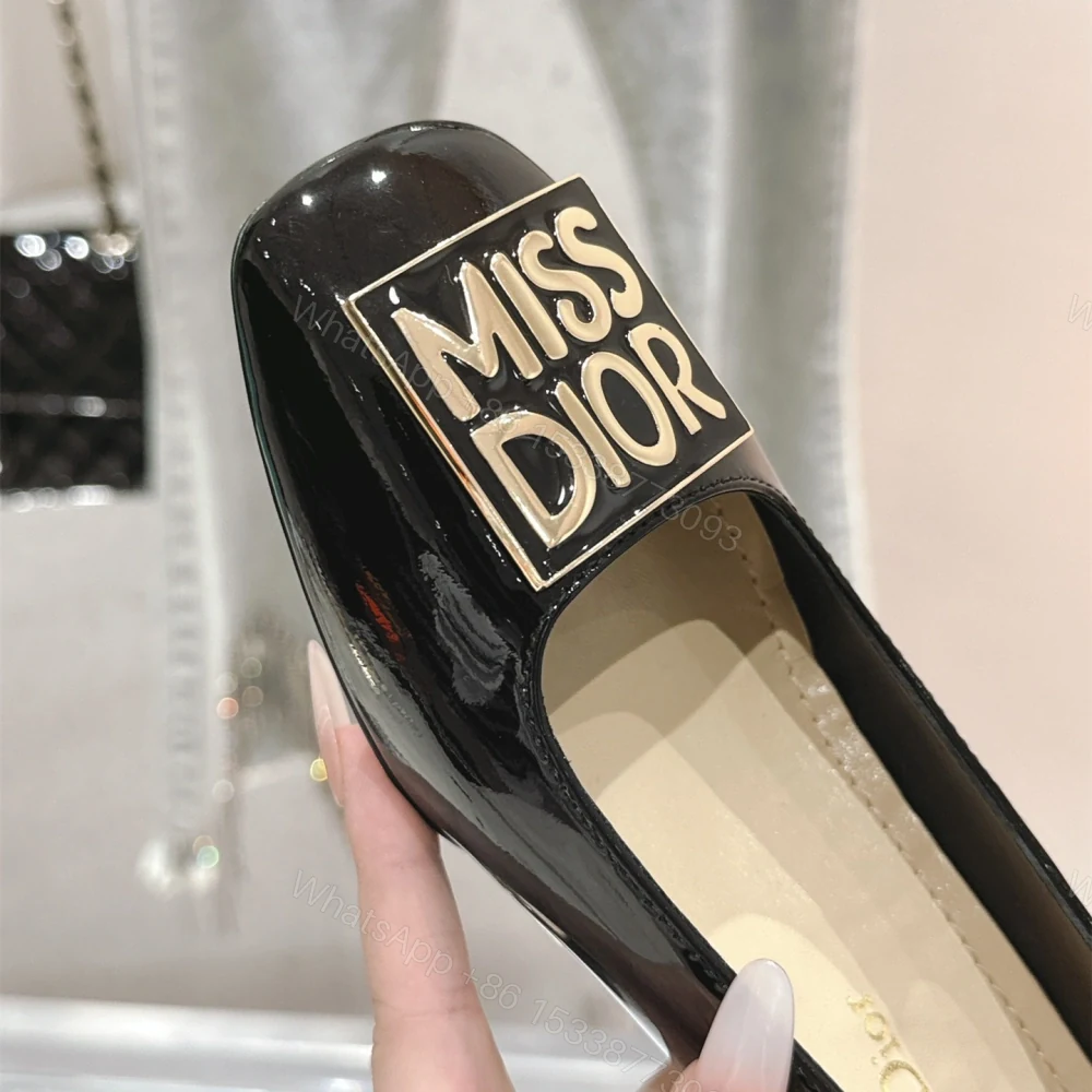 View 6 of 高仿Dior*Miss系列KCB267方頭LOGO金屬扣黑色單鞋免檢版