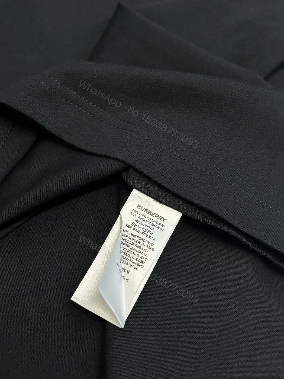 View 5 of Black Knit Oversized Tee Turquoise Burberry Text T-Shirt