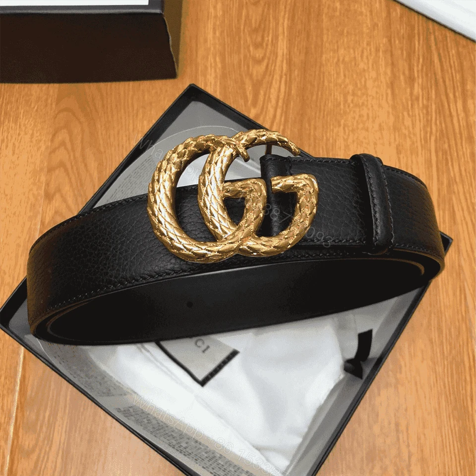 View 2 of GUCCI LEATHER BELT W/ TEXTURED DOUBLE G BUCKLE – B10