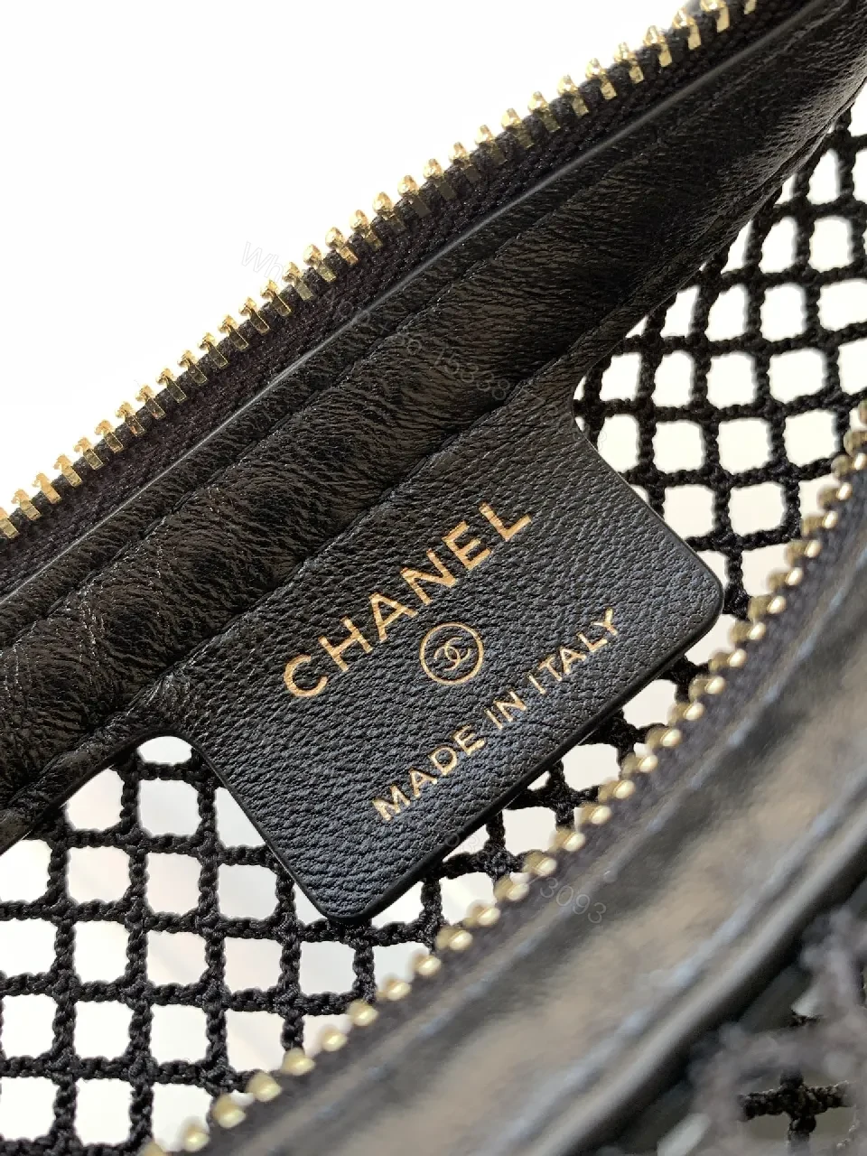 View 8 of Compact Mesh Satchel — Leather Trim, Gold Emblem, Everyday Luxe