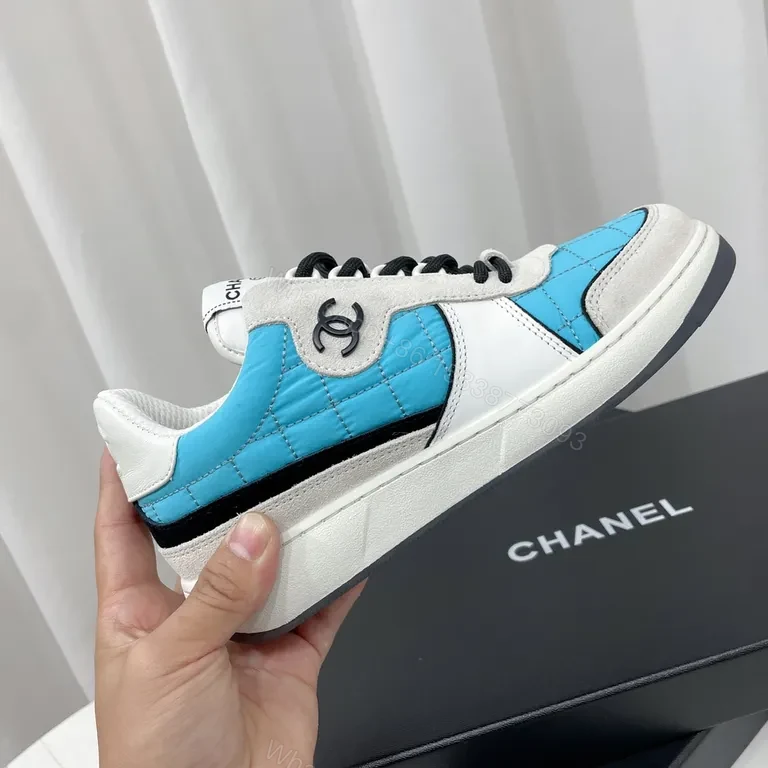 View 4 of Quilted Blue Chanel-Inspired Casual Luxury Sneakers