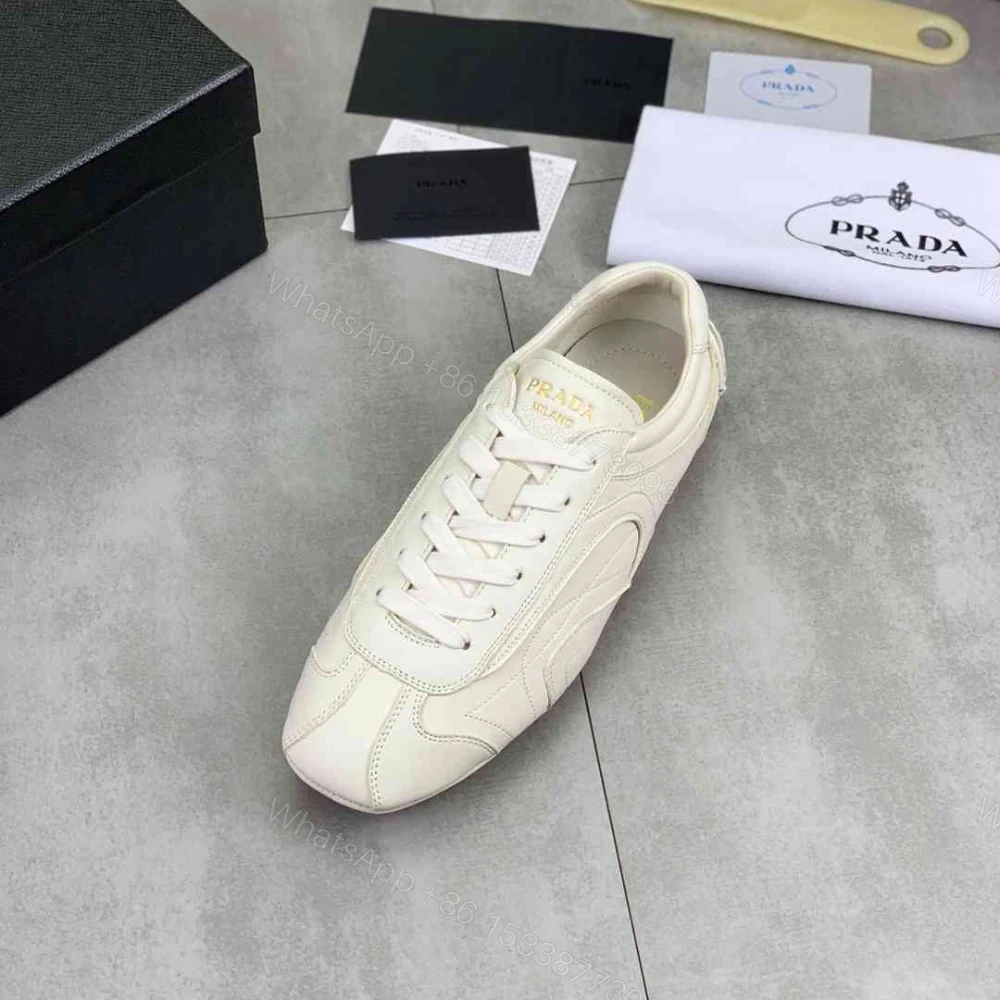 View 6 of Prada Montecarlo Re Edition 2005 Antiqued Nappa Leather Sneakers Chalk White