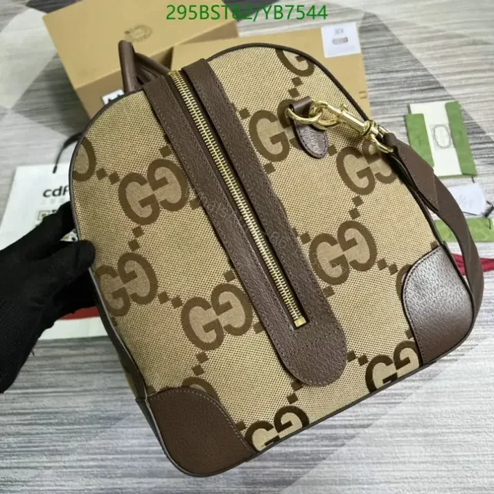 View 4 of Gucci GG Jumbo Beige Large Travel Bag Replica YB7 in Camel Canvas