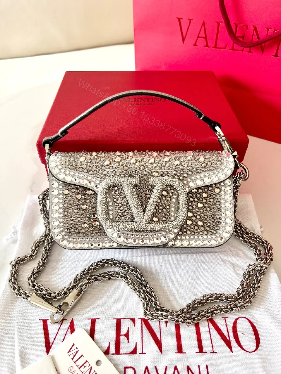 Glam Rock Crystal-Embellished Mini Bag with Logo Twist — view 1