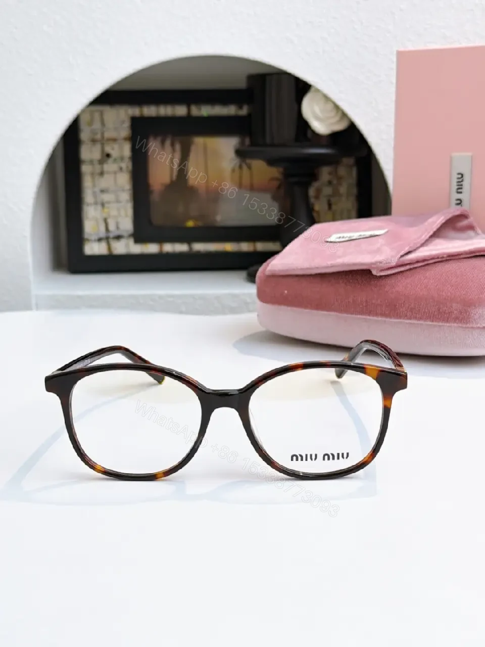 View 2 of Black Acetate Round-Rectangle Eyeglasses with Gold Accents, Modern Luxury Frames