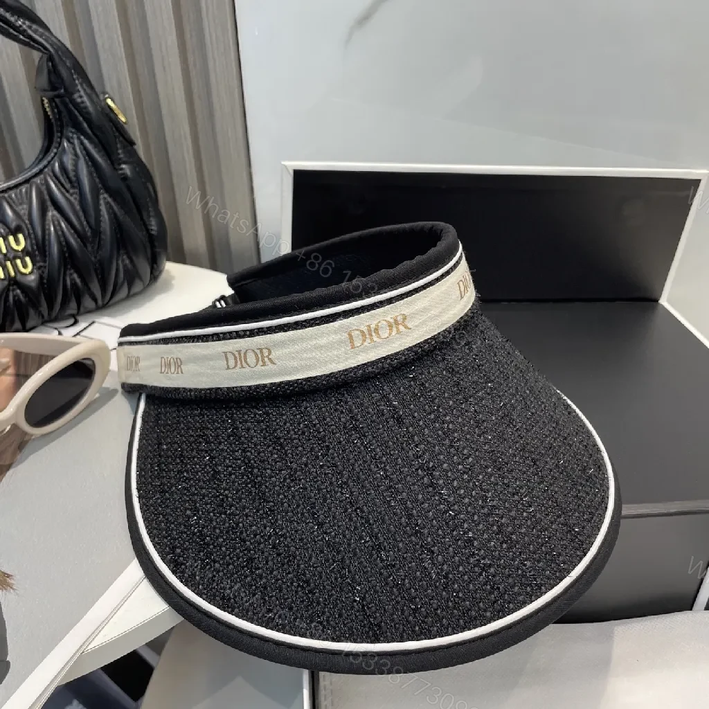 View 4 of Chic Black Visor Hat with Dior Band: Elevated Everyday Style