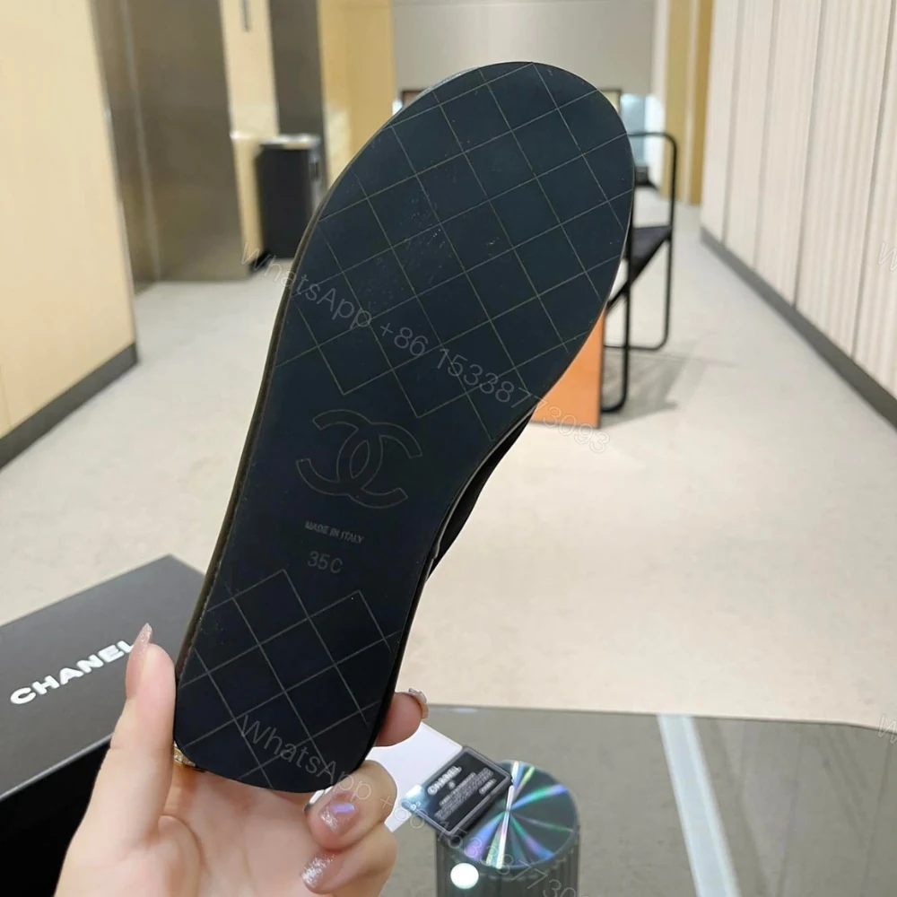 View 5 of Chanel CC Logo Criss Cross Slides Black