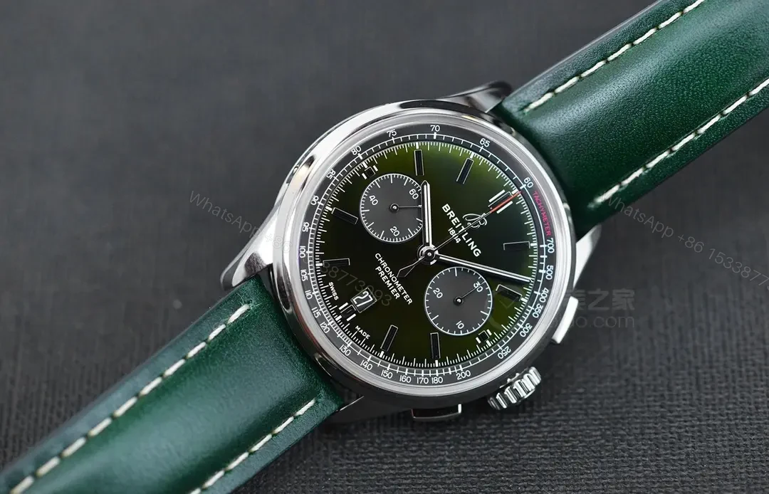 View 6 of V7 Factory Breitling Premier B01 Chronograph 42mm Green Dial Stainless Steel Watch