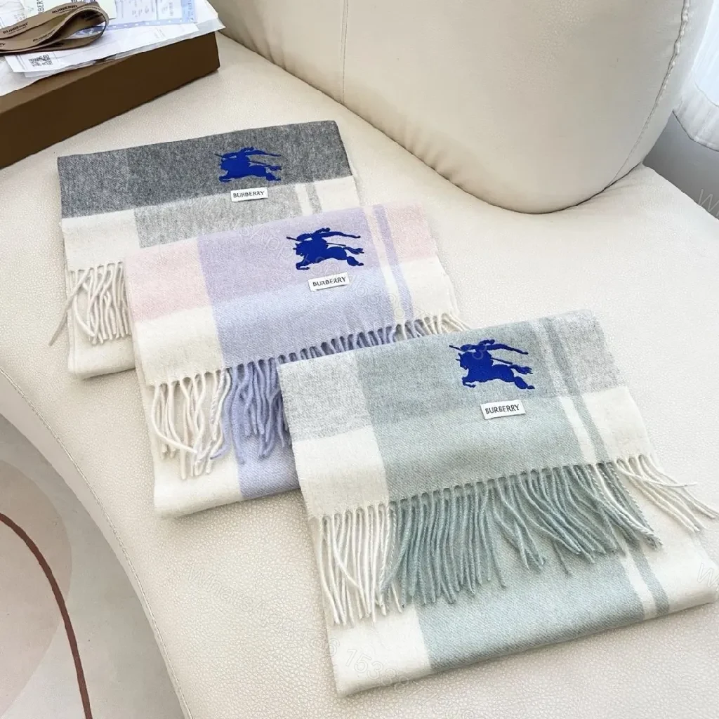 View 6 of Pastel Gradient Wool Scarf with Fringes – Luxury Cozy Accessory