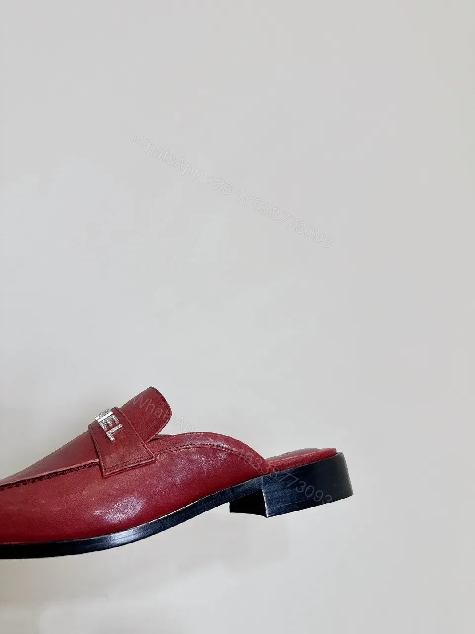 View 9 of Red Leather Slip-Ons with Designer Strap, Vintage Chic Style