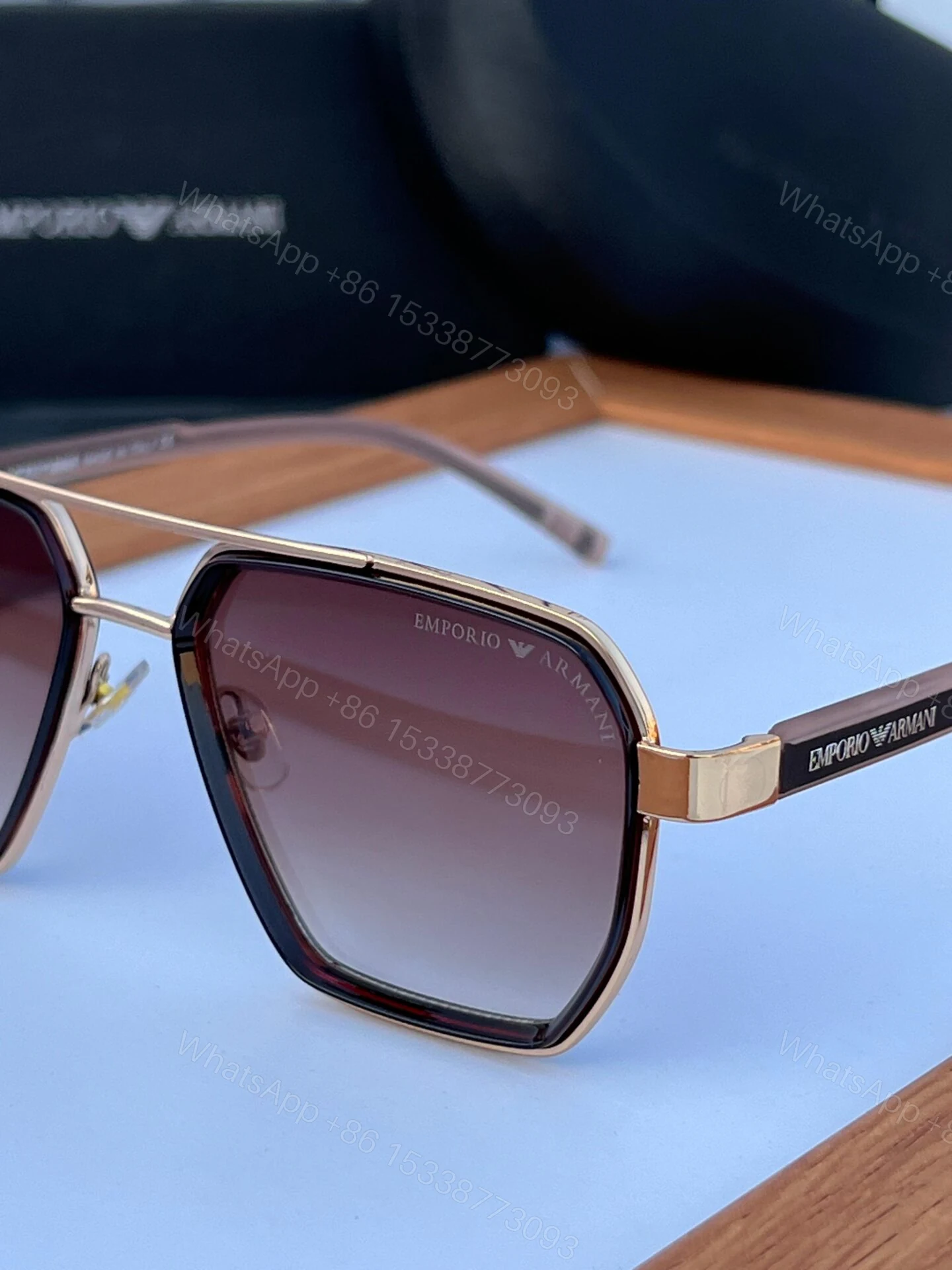 View 2 of Emporio Armani Square Brown Gradient Sunglasses