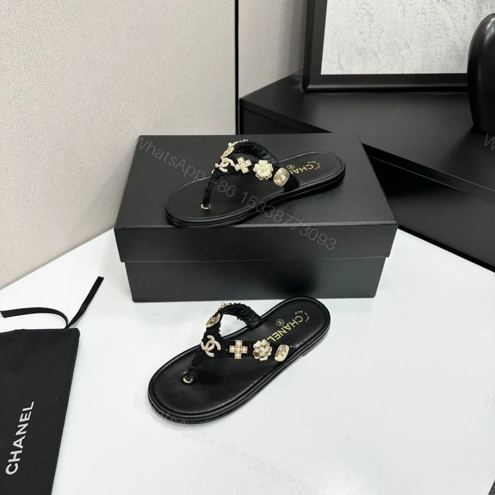 View 5 of Chanel Thong Jewel Embellished Black