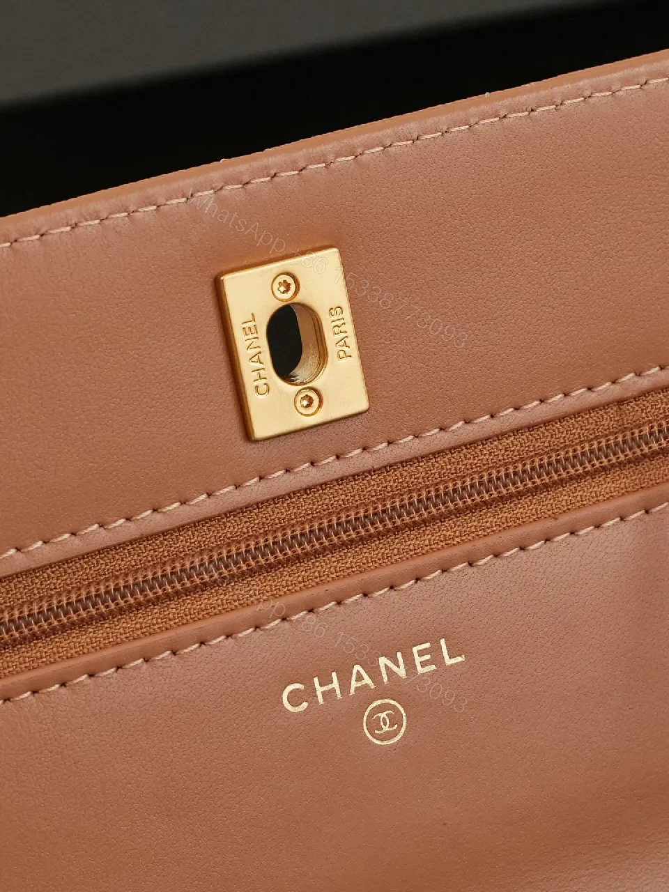 View 9 of Taupe Quilted Leather Shoulder Bag - Timeless, Luxe