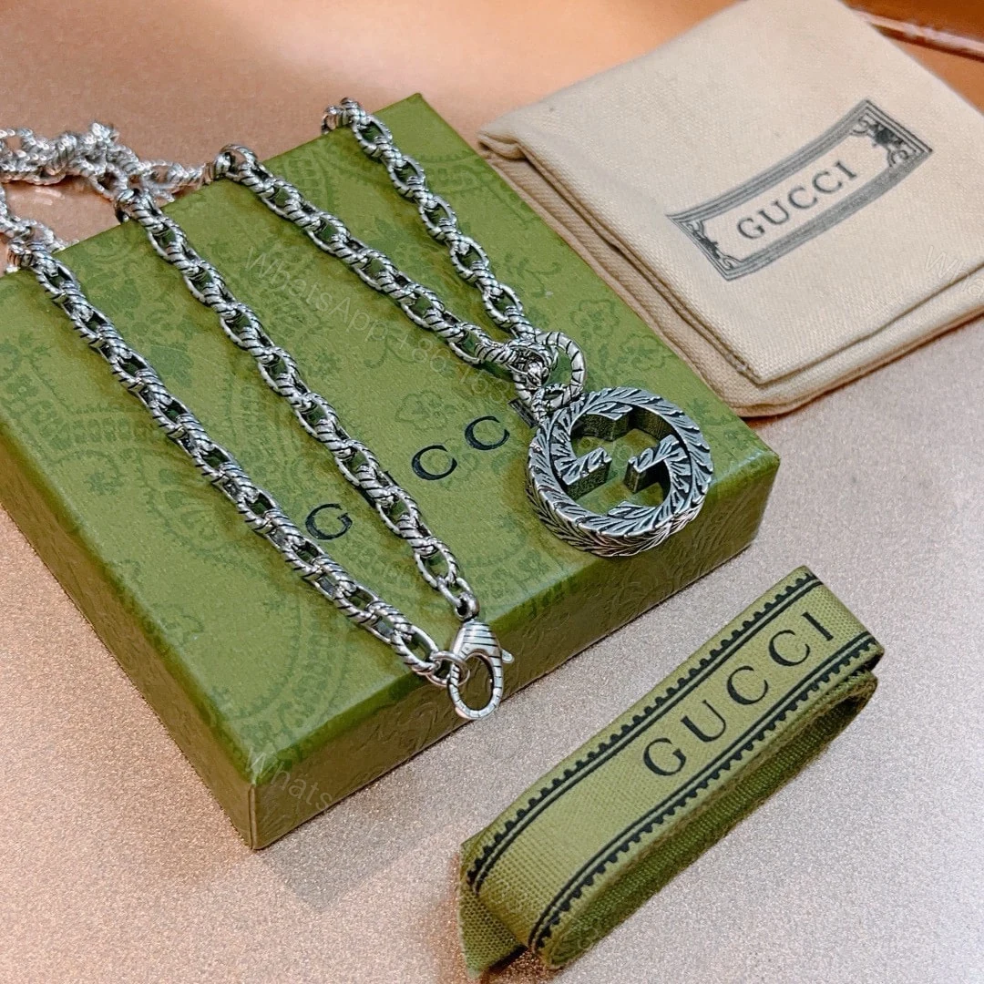 View 3 of GUCCI INTERLOCKING PENDANT NECKLACE SILVER ‎455307 J8400 0811