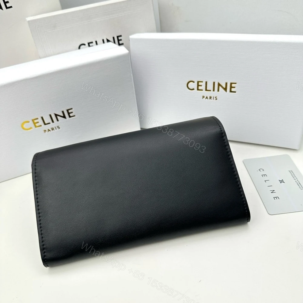 View 4 of CELINE LARGE WALLET TRIOMPHE IN SHINY BLACK 19CM 10E313DPV 38NO