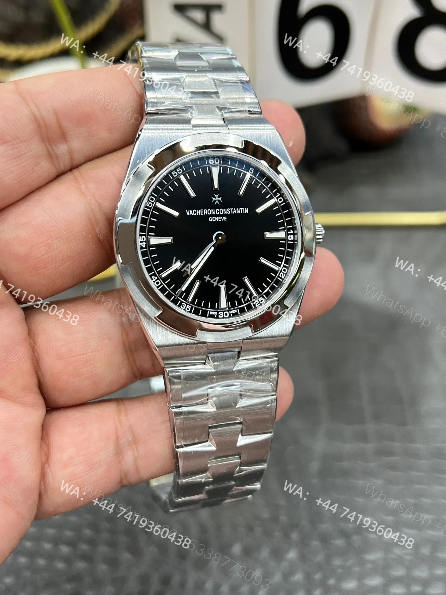 View 5 of Super Clone Vacheron Constantin Overseas 4500V- Black Dial Stainless Steel Watch