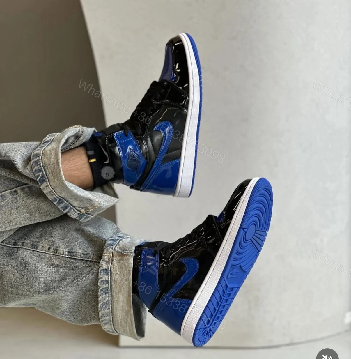 View 7 of First Copy Air Jordans Retro 1 Patent Royal Blue