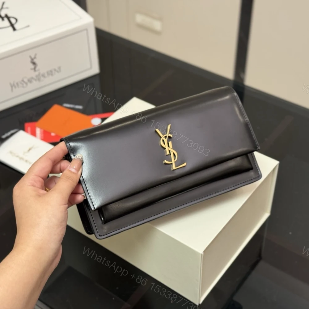View 2 of Saint Laurent Sunset Clutch Black 22Cm