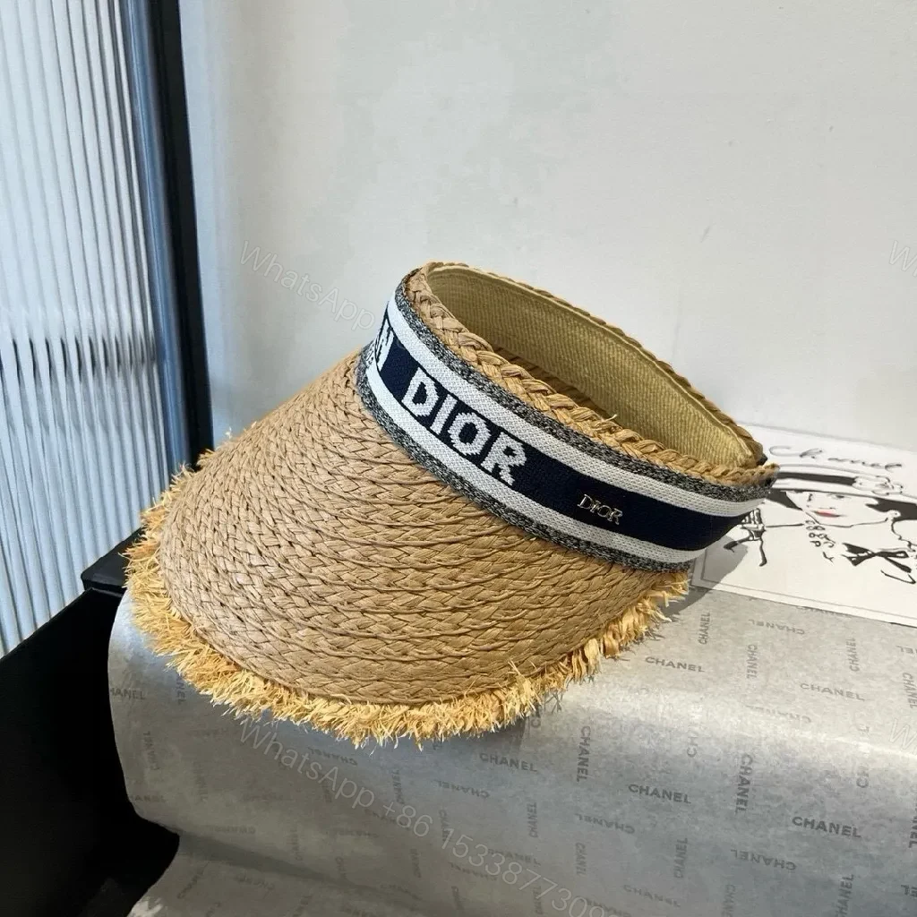 View 5 of Sun-Kissed Straw Visor: Textured Rim, Dior-Style Band