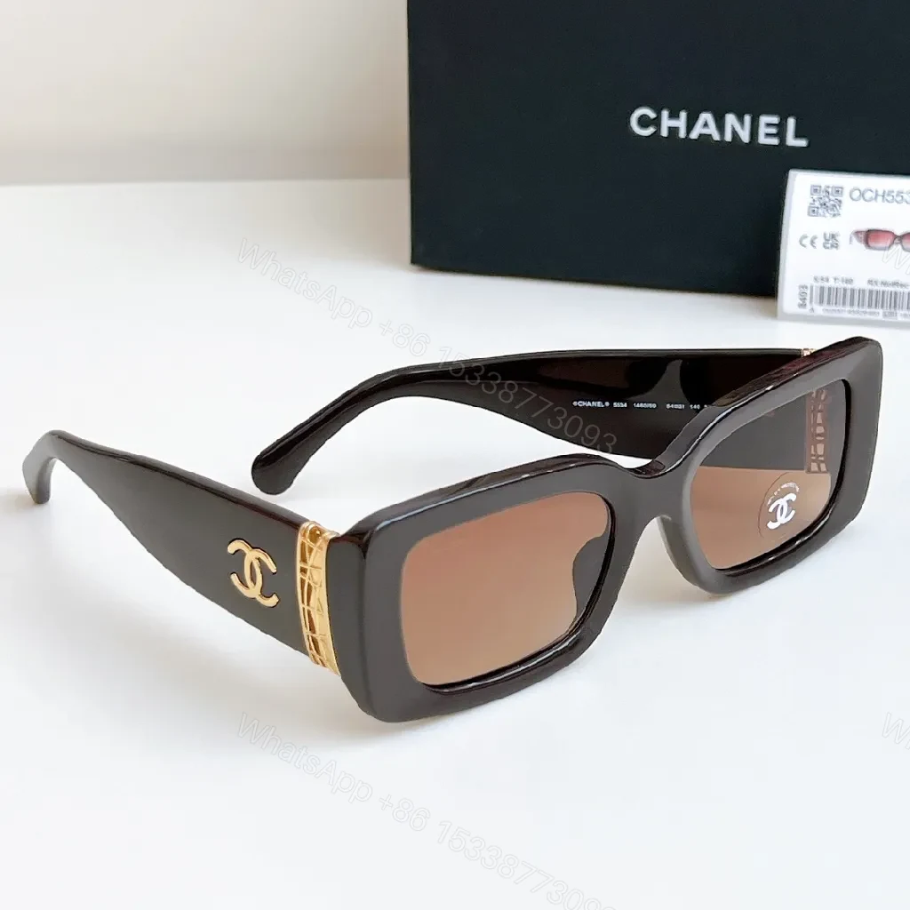 View 5 of Bold Black Leather-Accented Sunglasses with Gold Accents