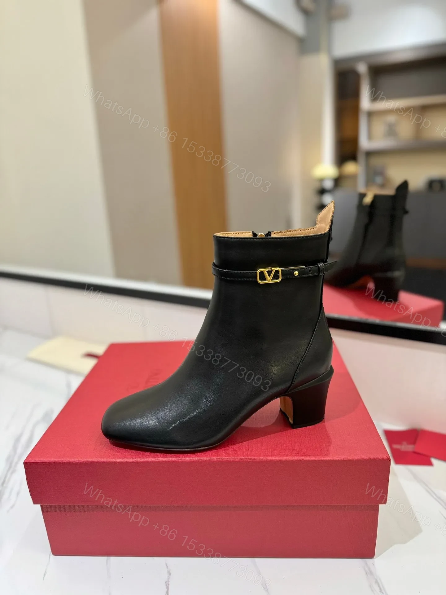 View 5 of Valentino Women Black Leather Ankle Boots