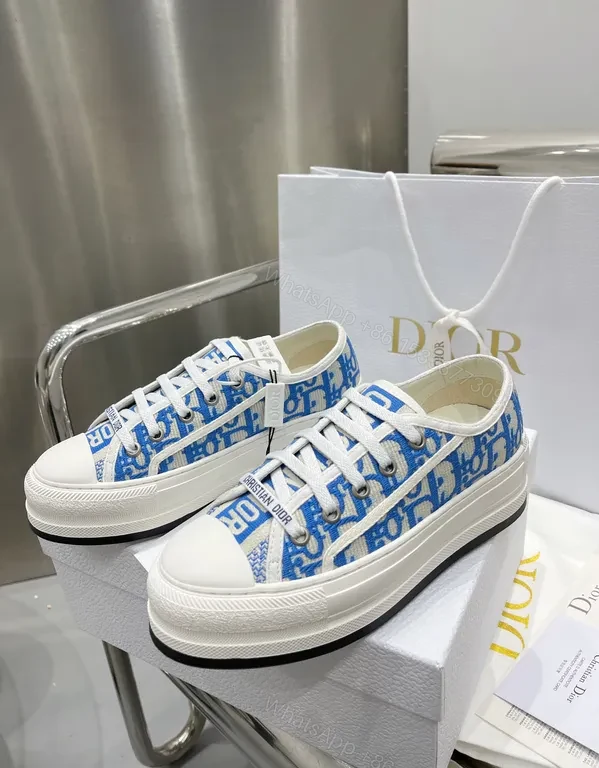 View 7 of Blue Canvas Sneakers with Dior Monogram Logo - Modern Luxe Footwear