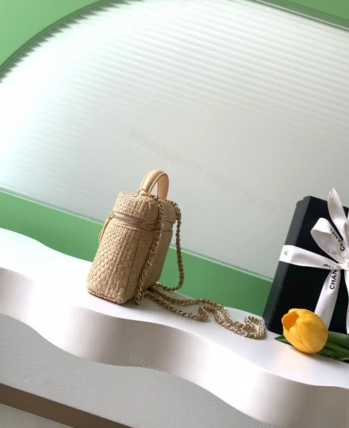 View 7 of Chanel Replica Braided Raffia Vanity Case 4385