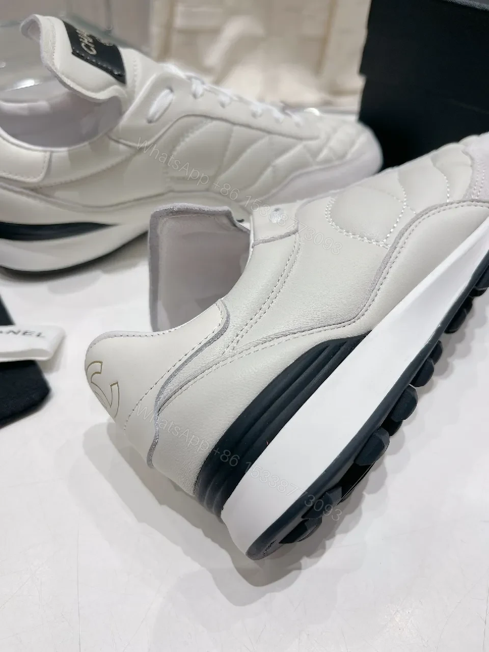 View 5 of Quilted White High-Top Sneakers, Luxe Comfort, Designer-Inspired