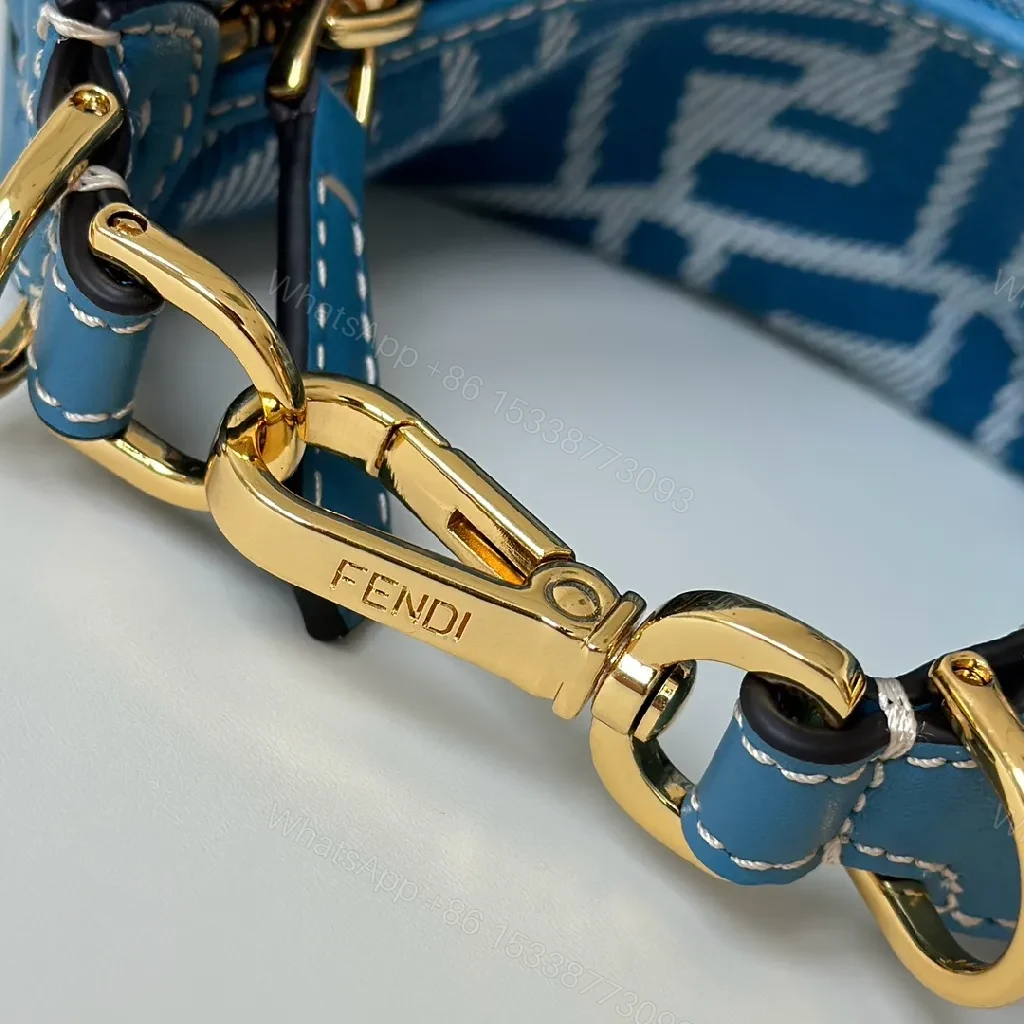 View 3 of Blue Monogram Hinge Bag in Signature Pattern - Everyday Luxury Bag