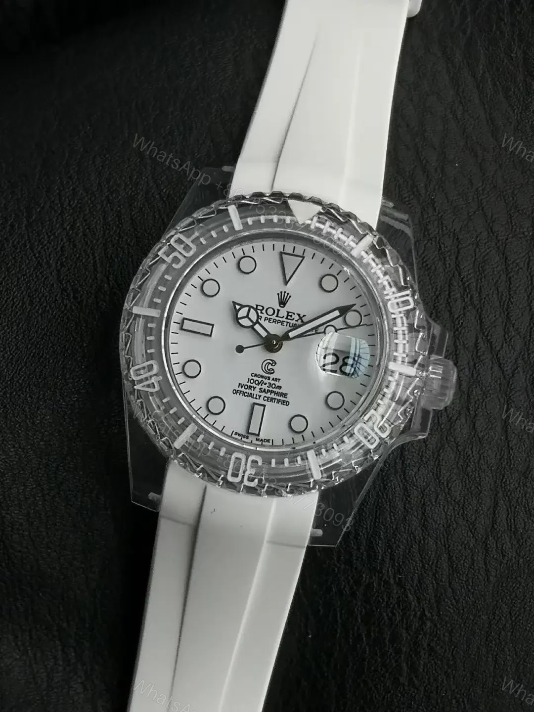 Premium Rolex Submariner Date Phantomlab Transparent White replica 40MM White Rubber Strap Edition RG-SUB-PHANTOMLAB-TRANSPARENT-WHITE-RUBBER-40 — view 1