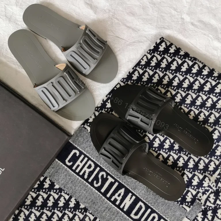 View 9 of DIOR-Inspired Bold Slides: Designer Logo, Comfort Footbed, Water-Resistant