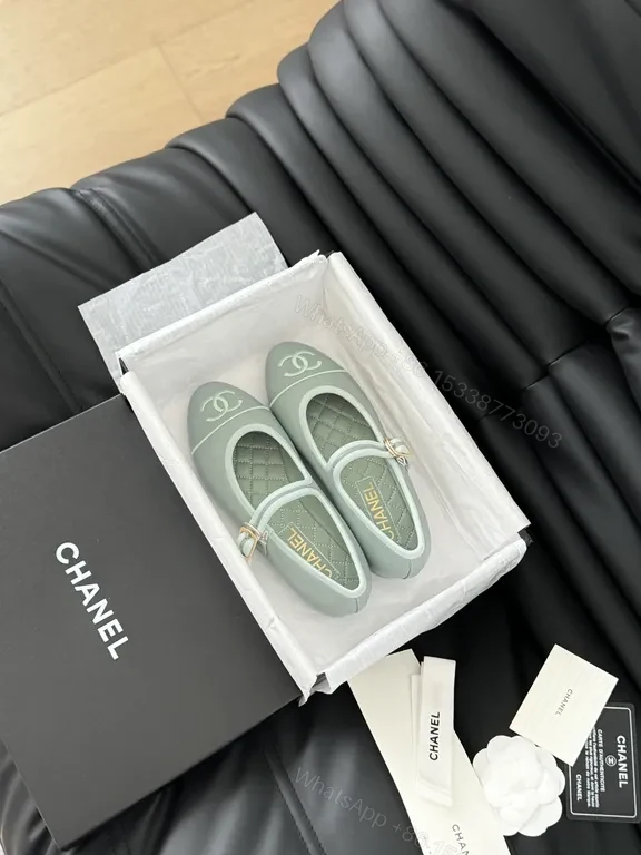 View 9 of Pastel Green Chanel-Inspired Mary Jane Flats: Modern Luxury Shoes