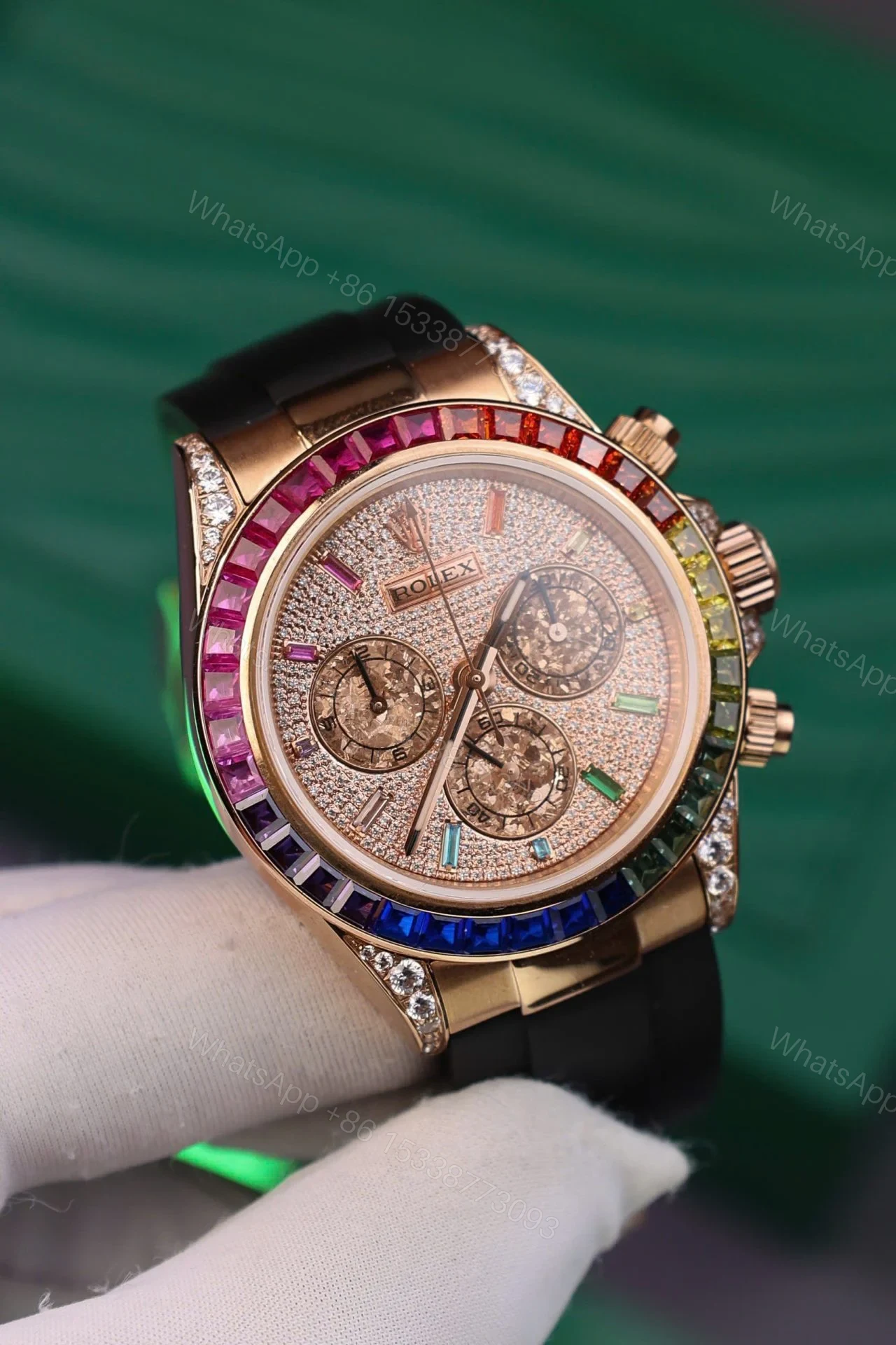 View 4 of Replica Rolex Cosmograph Daytona Rainbow Rubber Strap 40mm
