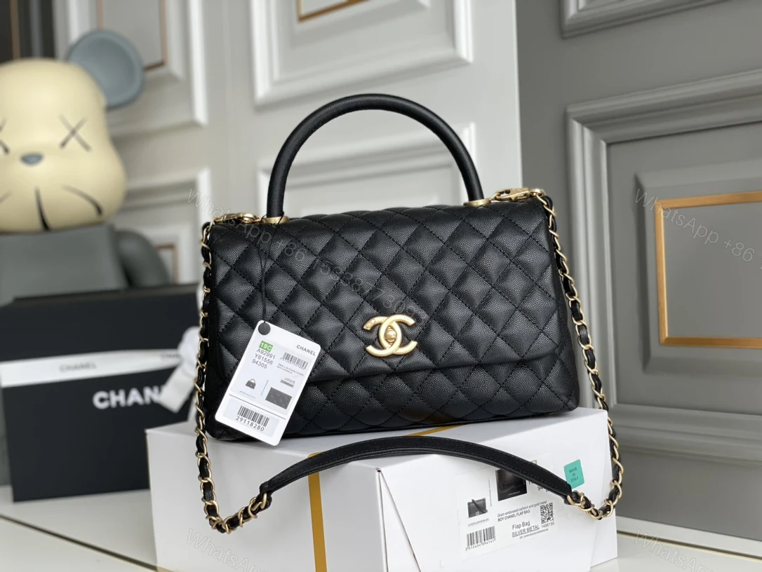 Chanel 高仿 女款 Coco Handle 大號菱格手提包 黑色 高級通勤款 — view 1