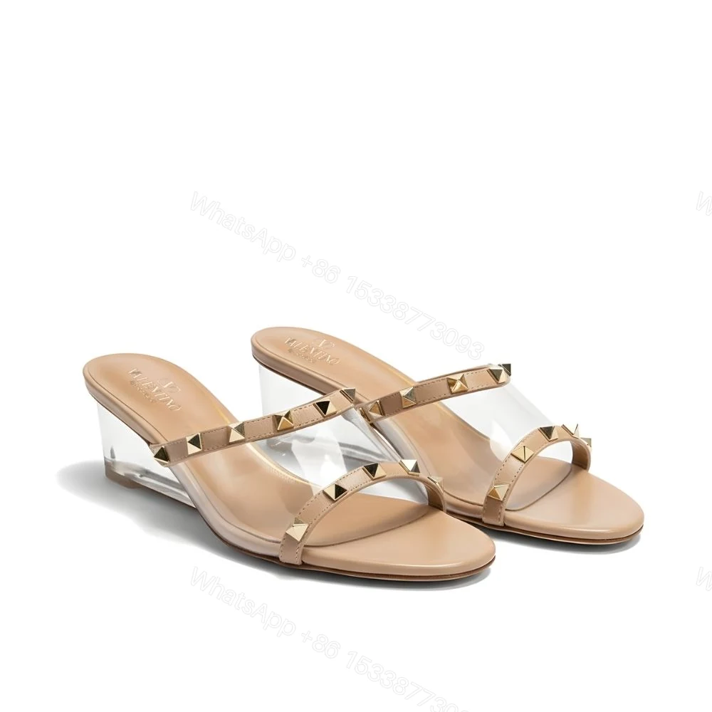 Valentino Garavani Rockstud Skin Heeled Sandals Beige — view 1