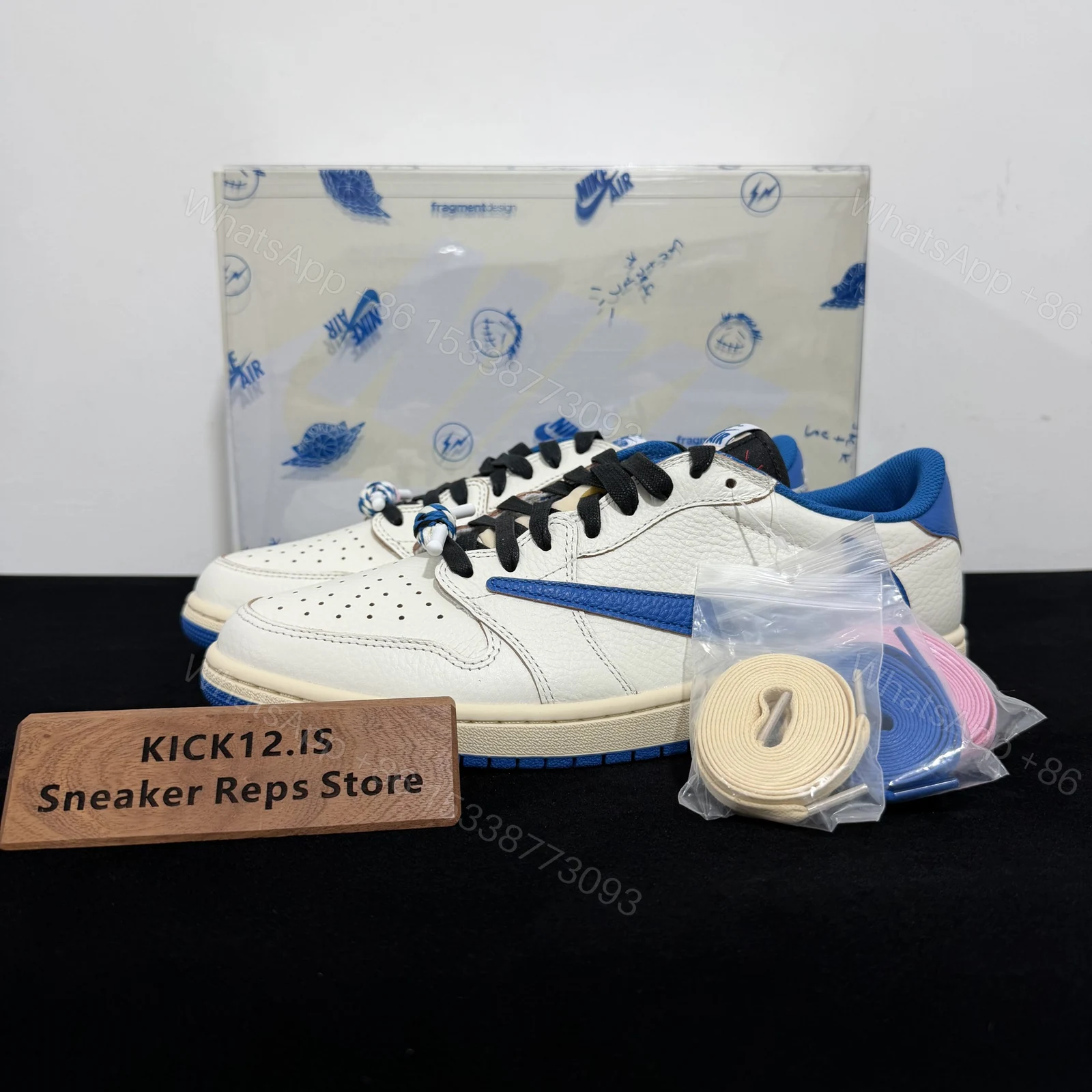Jordan 1 Retro Low OG SP Fragment x Travis Scott Sail Military Blue 2025 — view 1
