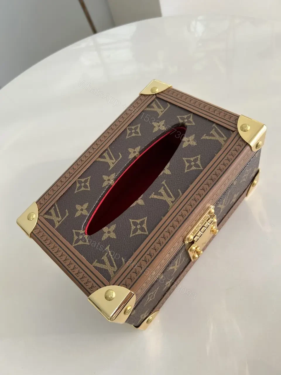 View 4 of Monogram Canvas Clutch with Gold Hardware - Structured Luxe Style