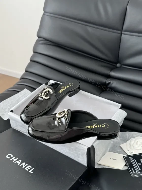 View 8 of Chic Patent Leather Mules â€“ Chanel-Inspired, Slip-On Luxury