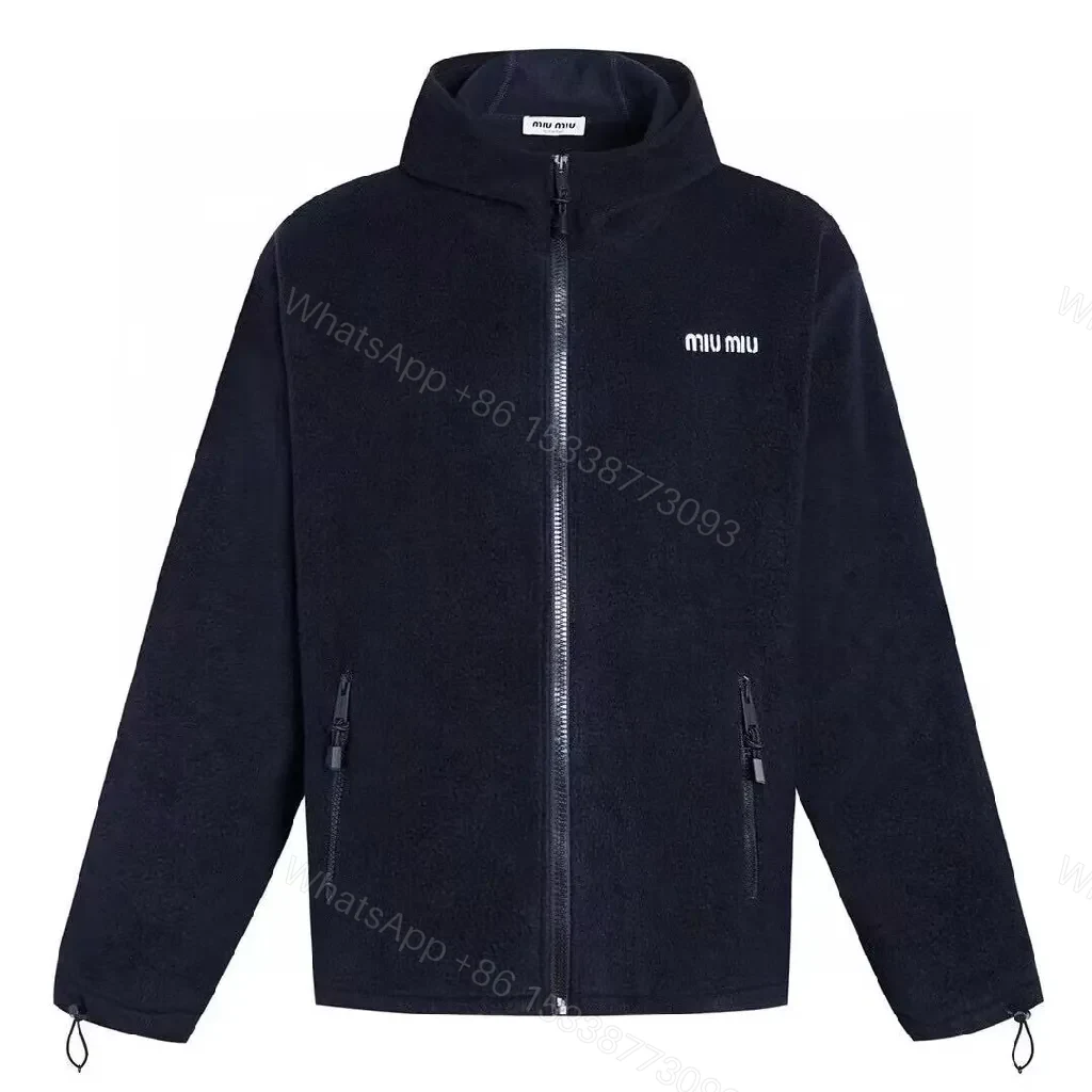 Navy Fleece Zip Jacket – Minimalist Luxury Outerwear — view 1