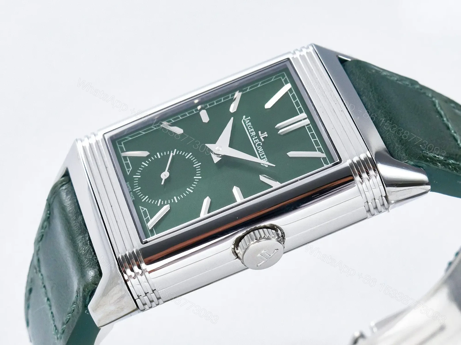 View 8 of Reverso Classic Duoface Small Seconds SS MGF Best Edition White Textured Dial on Black Leather Strap A854A