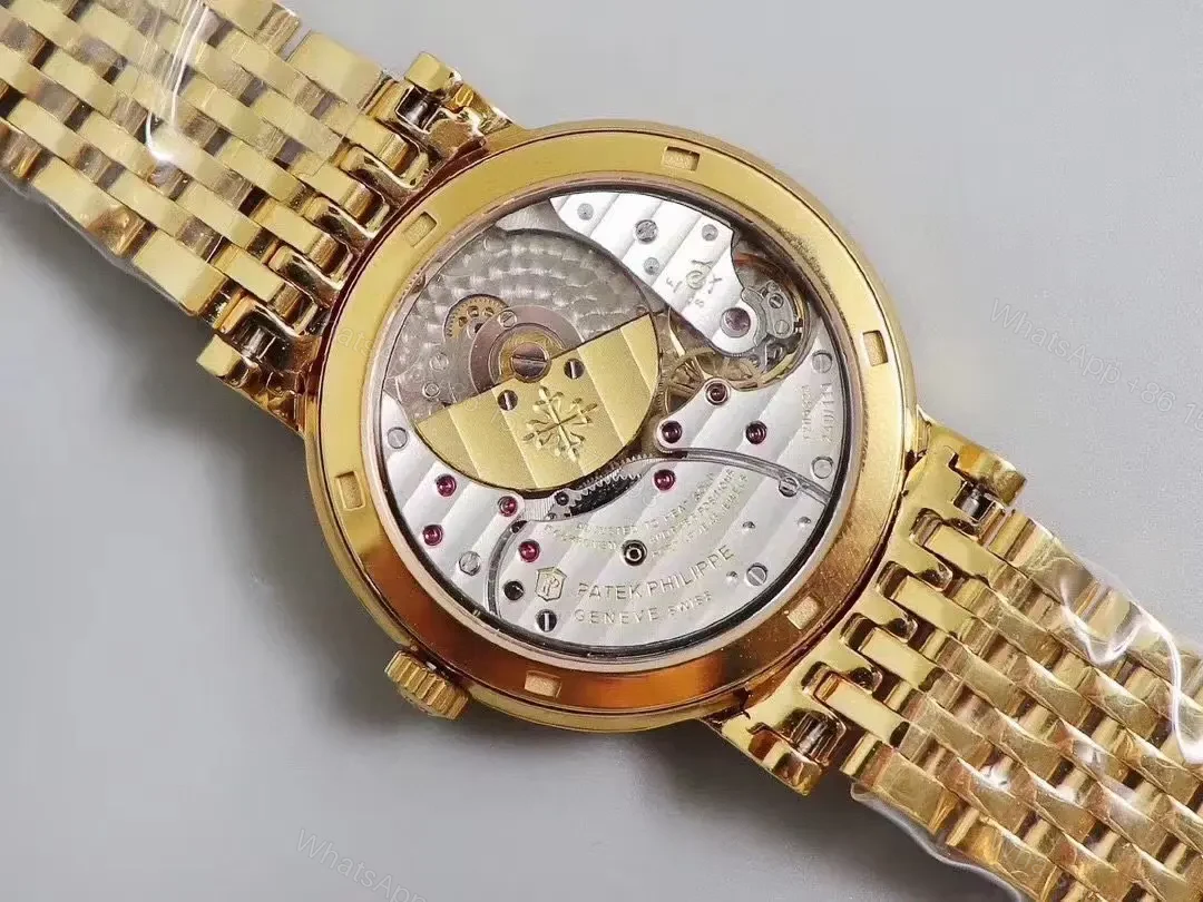 View 9 of Patek Philippe Calatrava 5120G Gold Watch with White Dial Roman Numerals and Baton Hands Ultra Thin Design with Italian Leather Strap